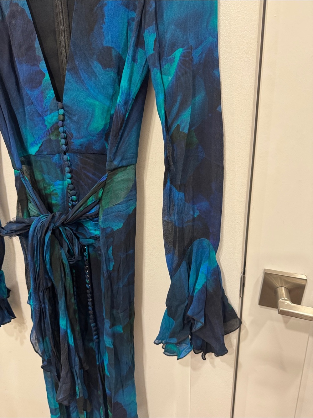 Rat & Boa Teal and Navy Plunge Tie-Front Maxi Dress - Picture 5 of 6